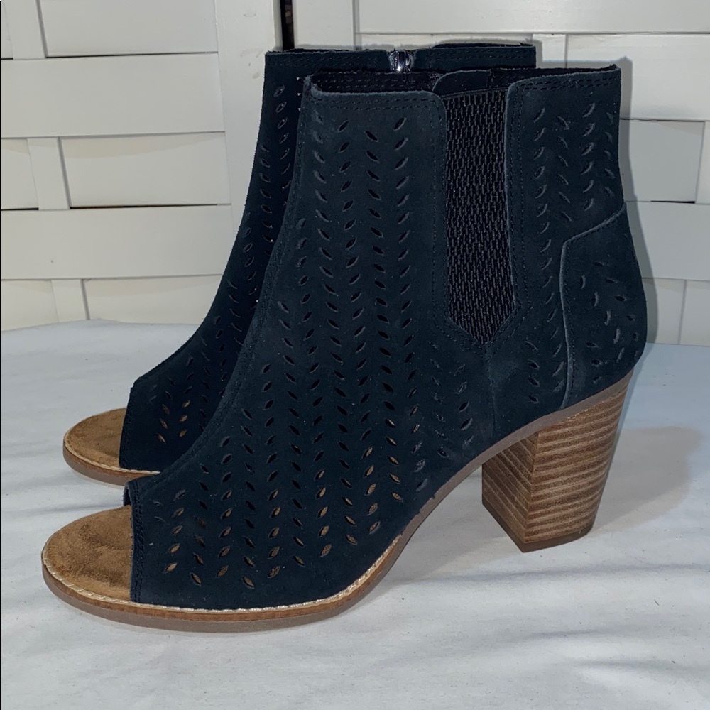 TOMS | Majorca Leather Heeled Peep Toe Sandal